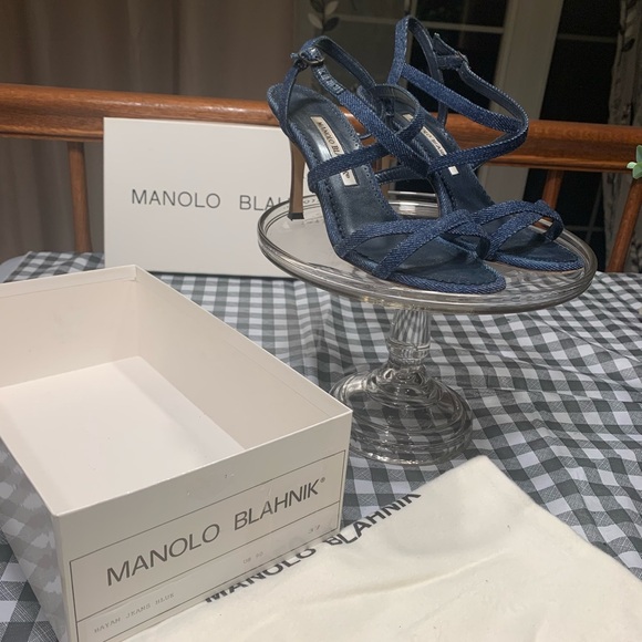 Manolo Blahnik Bayan Jeans Blue sz 37 - Picture 2 of 5